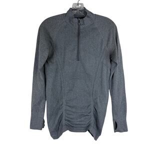 Athleta Fast Track Ruched Long Sleeve 1/4 Zip Shirt Size Medium Gray Top